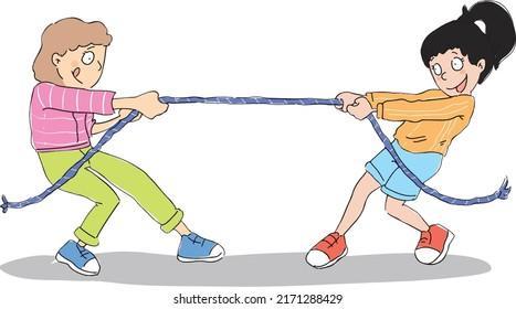 Cute Children Playing Tug War Stock Illustration 695605417 | Shutterstock