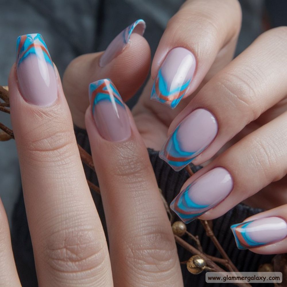 Summer French Tip Nails, Whimsical Swirls and Swirly Tips