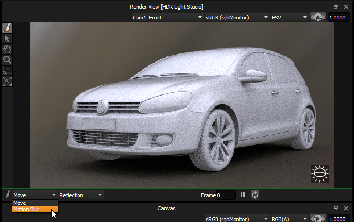 motion blur placement render view dropdown