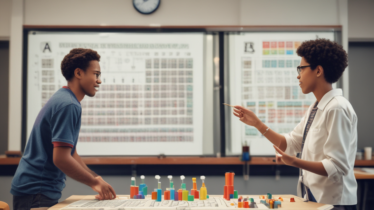 Chemistry tutor teaching a student