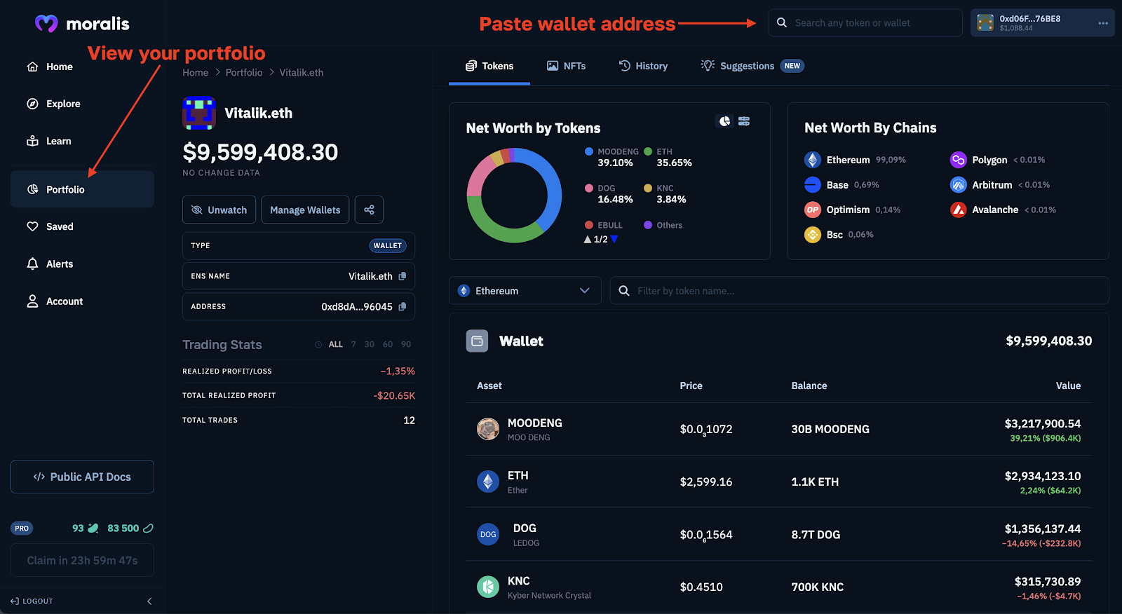 Crypto wallet analysis interface