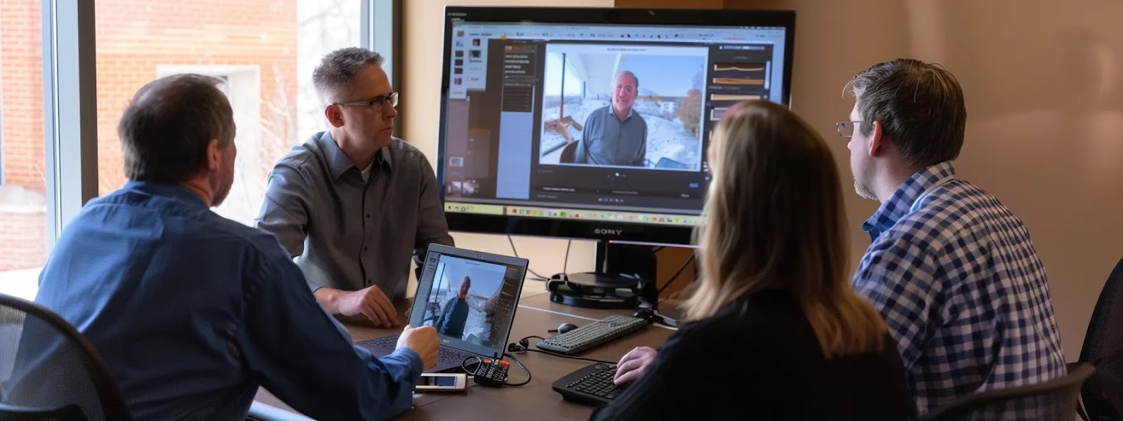 a team of professionals gathered around a computer screen, learning how to use new estate planning software to enhance functionality and usability, creating a solid foundation for improved estate management.