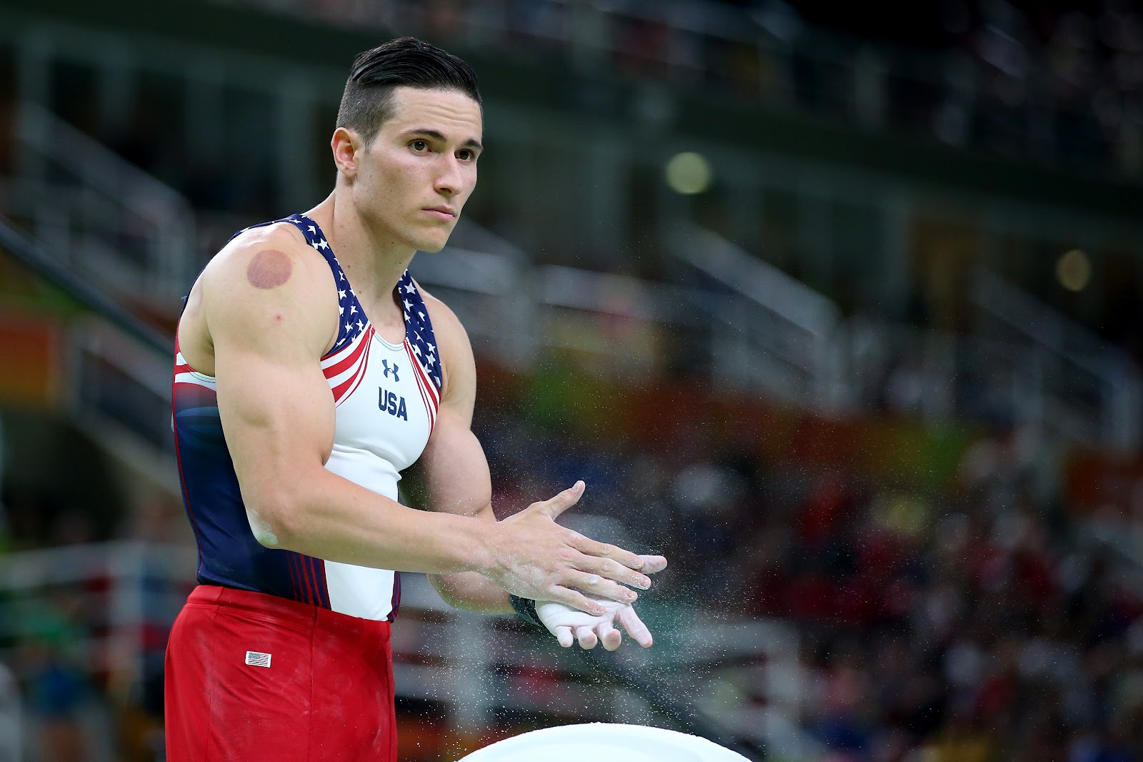 Alexander Naddouat during the Artistic Gymnastics Men's Team qualification at the Rio 2016 Olympic Games in Rio de Janeiro, Brazil, on August 6, 2016. | Source: Getty Images