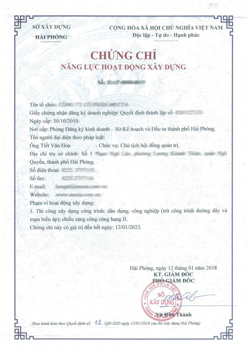 Hoàn tất thủ tục xin cấp chứng chỉ năng lực hoạt động công ty tư vấn thiết kế xây dựng