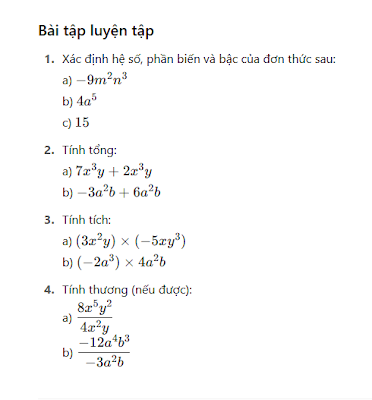 Bài 1: Đơn thức – Toán 8 | Kết nối tri thức - Học Cùng Con