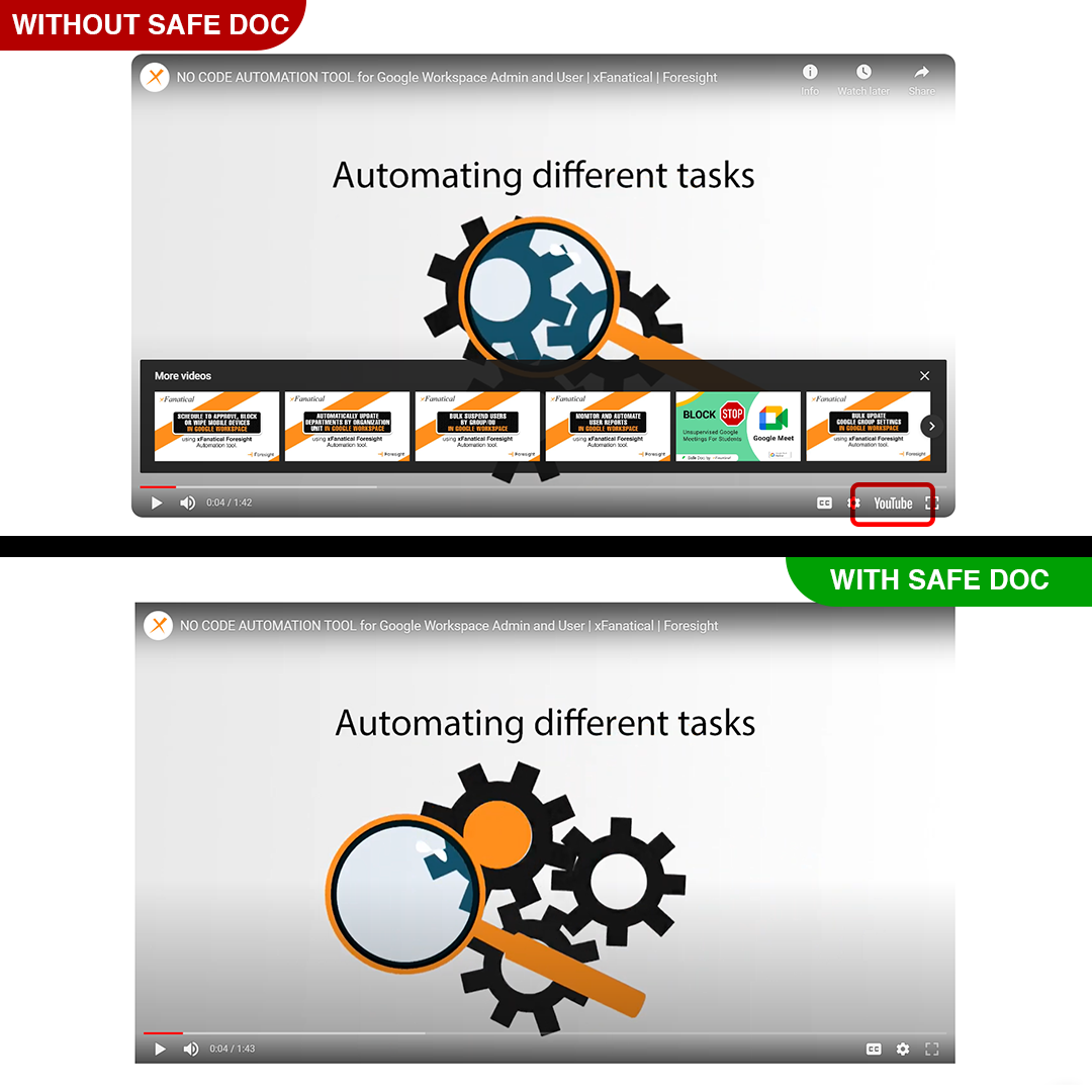 xFanatical Safe Doc remove YouTube button