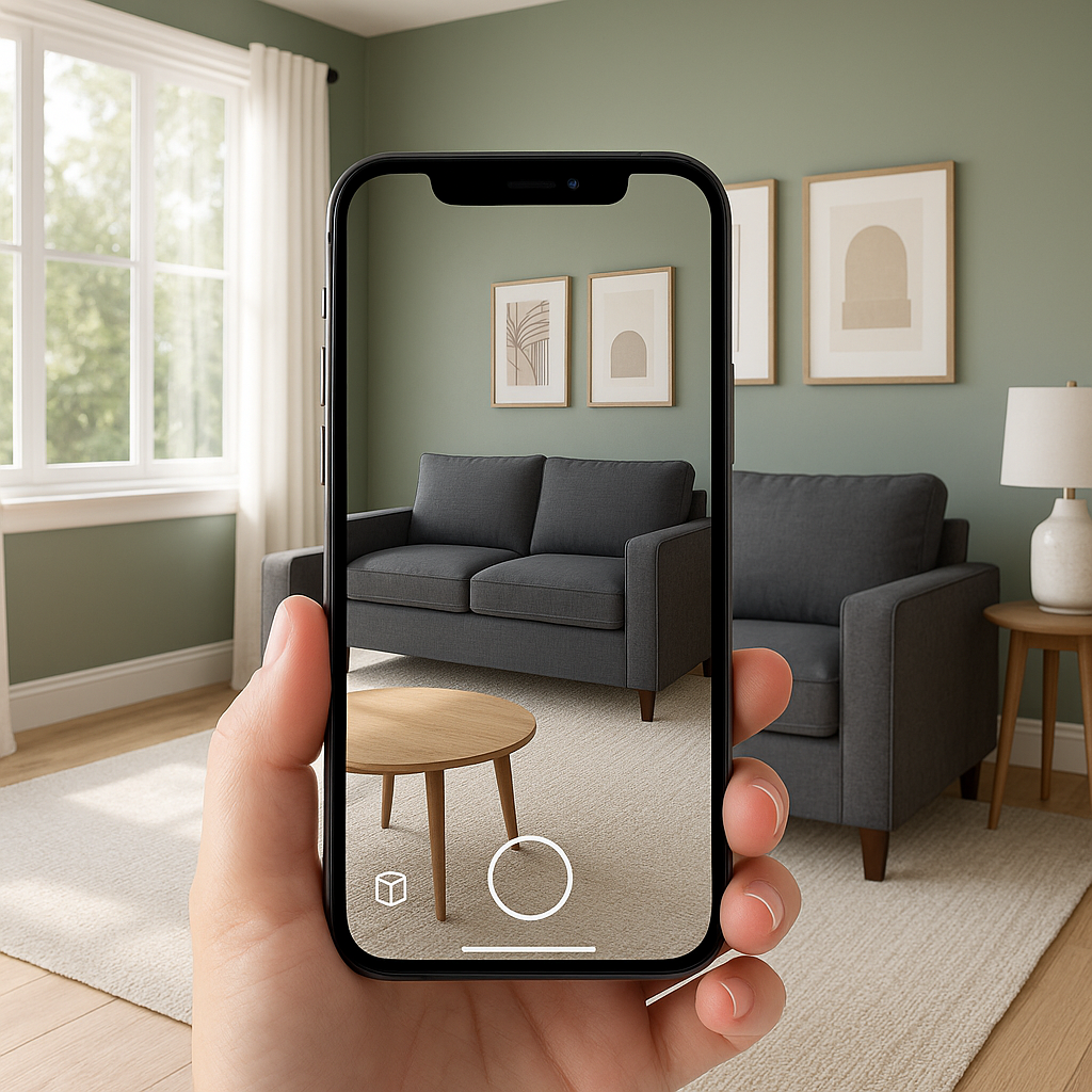 shopper places a virtual chair in their living room