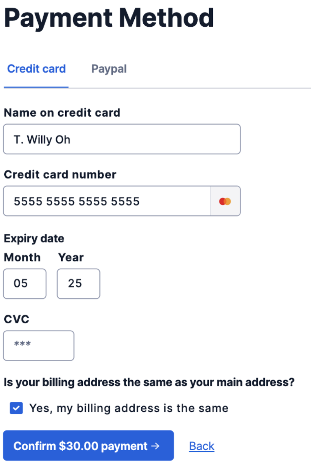 screen grab of payment confirmation on twilio
