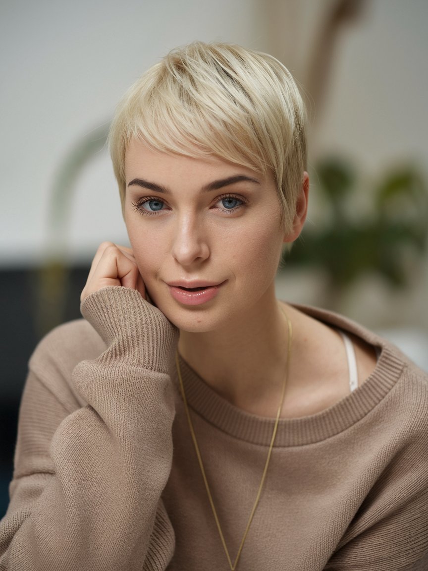 12. Undercut Pixie with Long Bangs