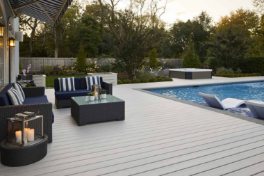the complete guide to pool decks pvc decking with outdoor furniture custom built michigan