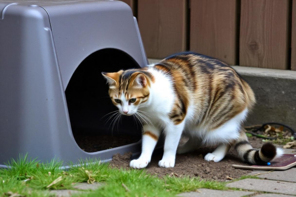 Cat defecating without going into the litter box