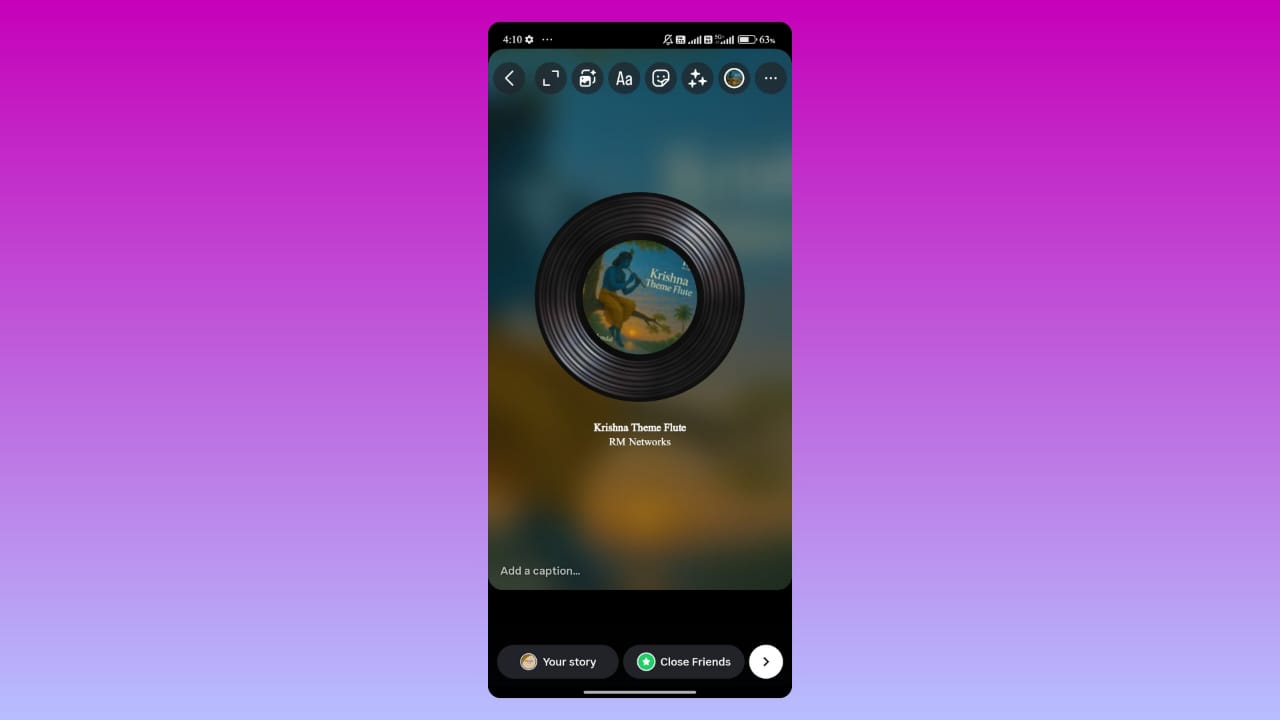 Instagram story idea of a music.