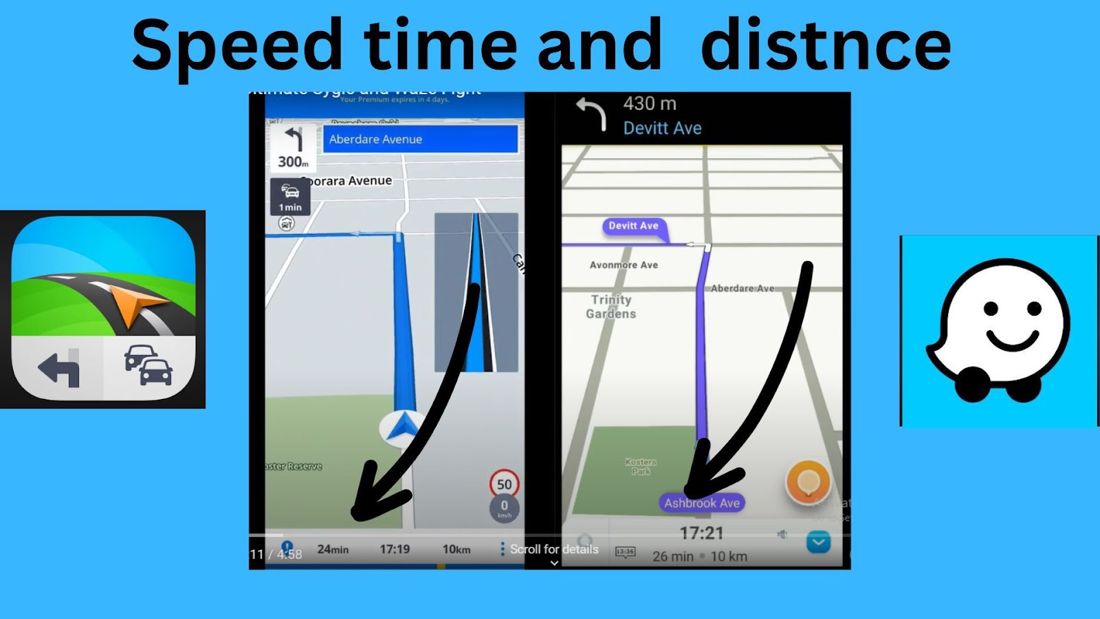 waze vs sygic Speed & distance features