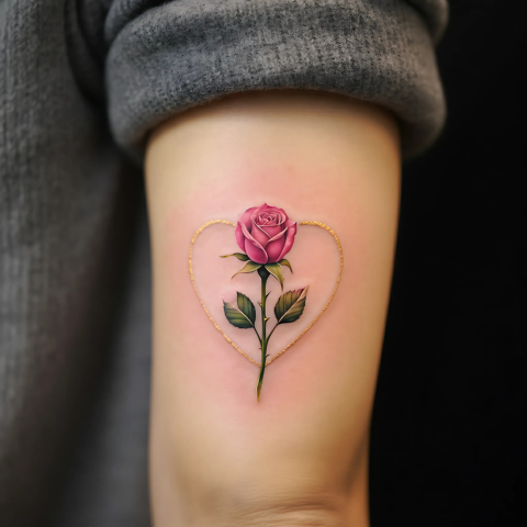 Rose with a Heart Tattoo
