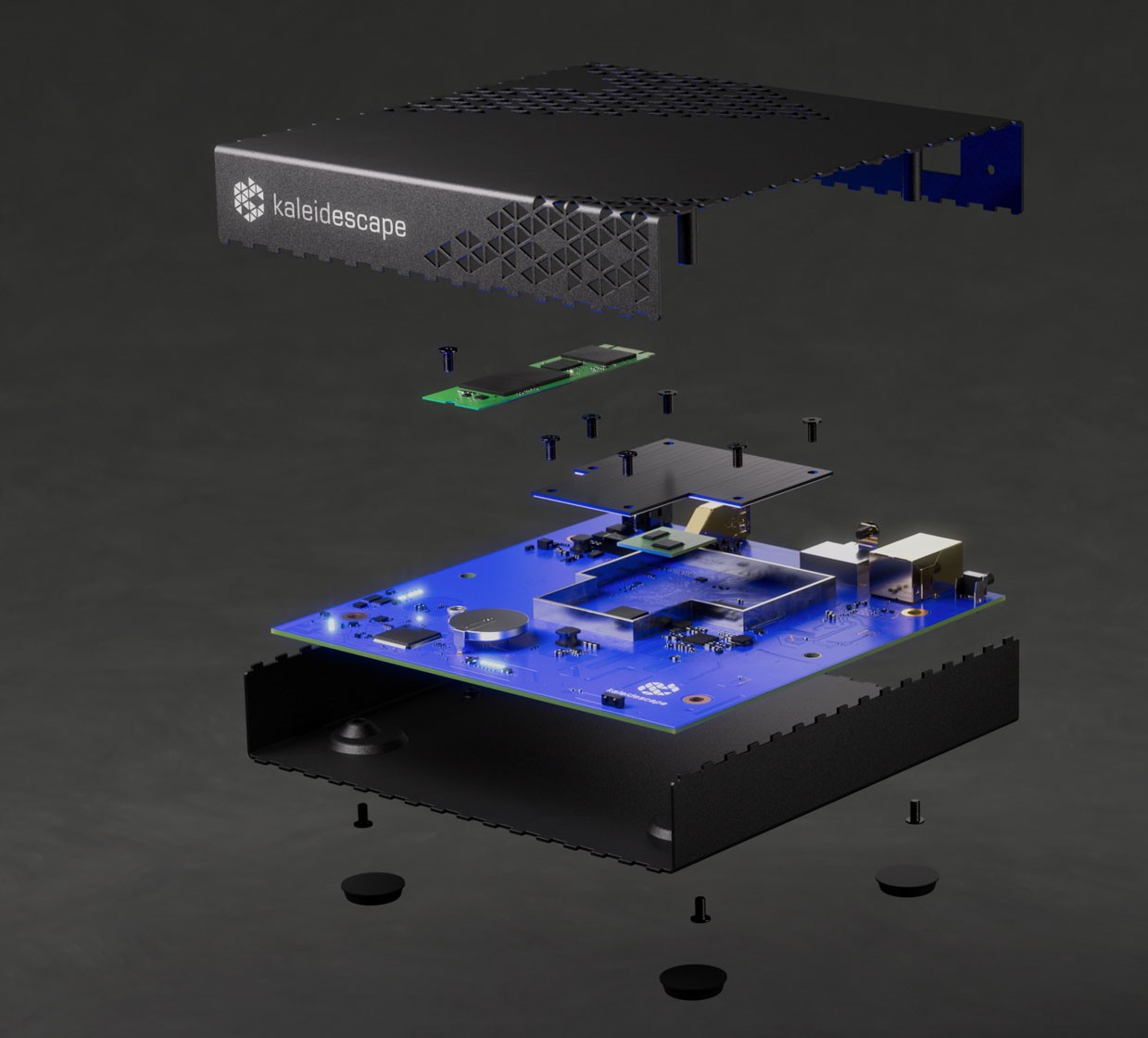 Kaleidescape Strato E Movie Player exploded view.