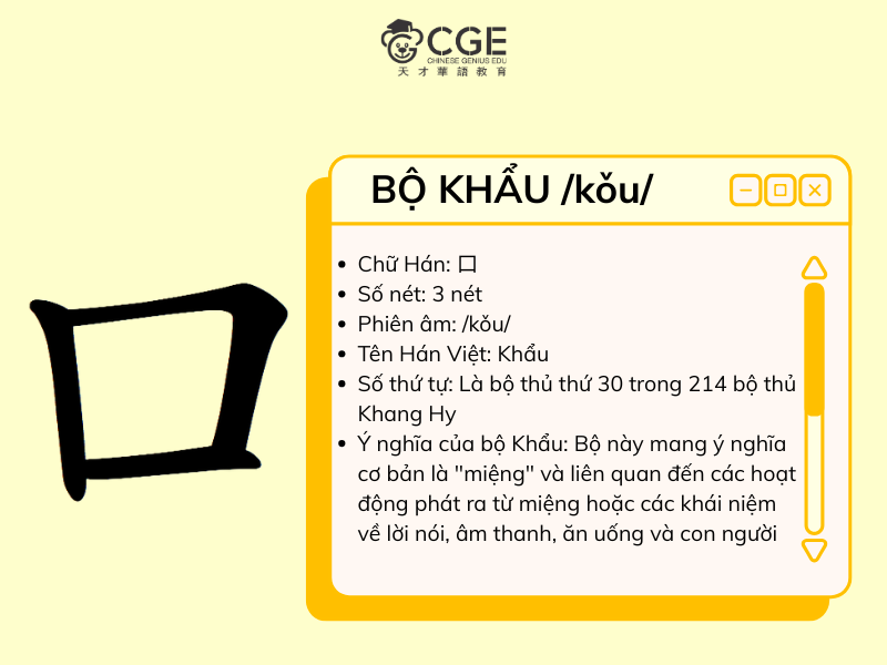Bộ khẩu trong tiếng Trung 2