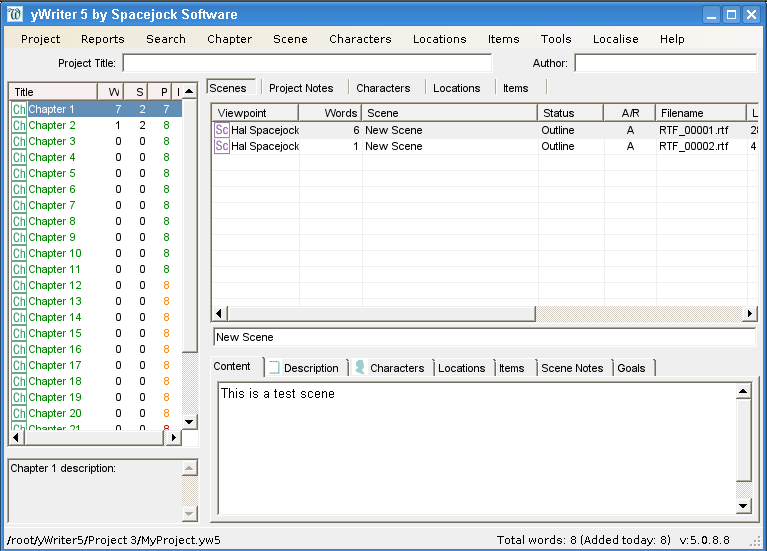 yWriter: Best for structuring novels with scene and chapter management