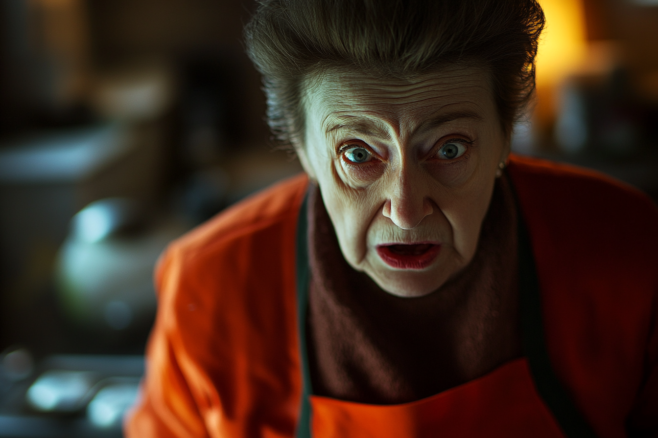 A shocked woman standing in a kitchen | Source: Midjourney