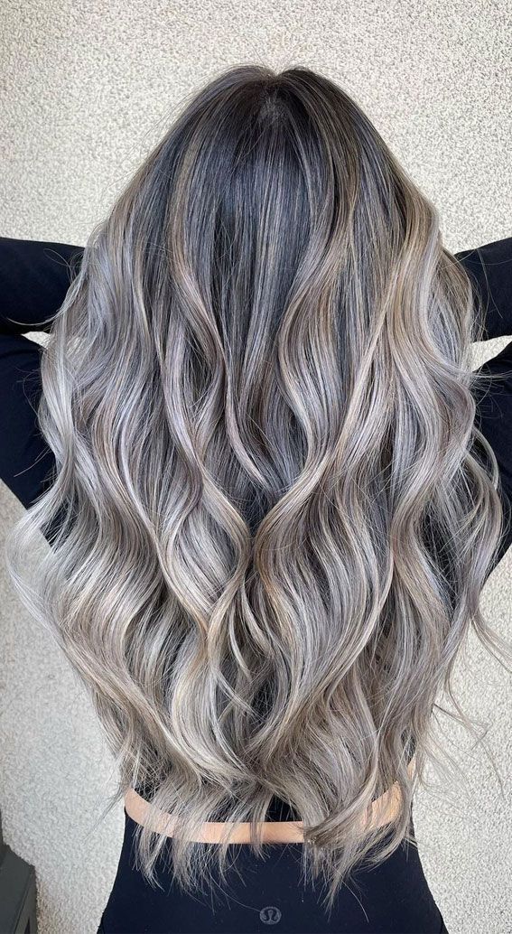 Smoky gray balayage hair