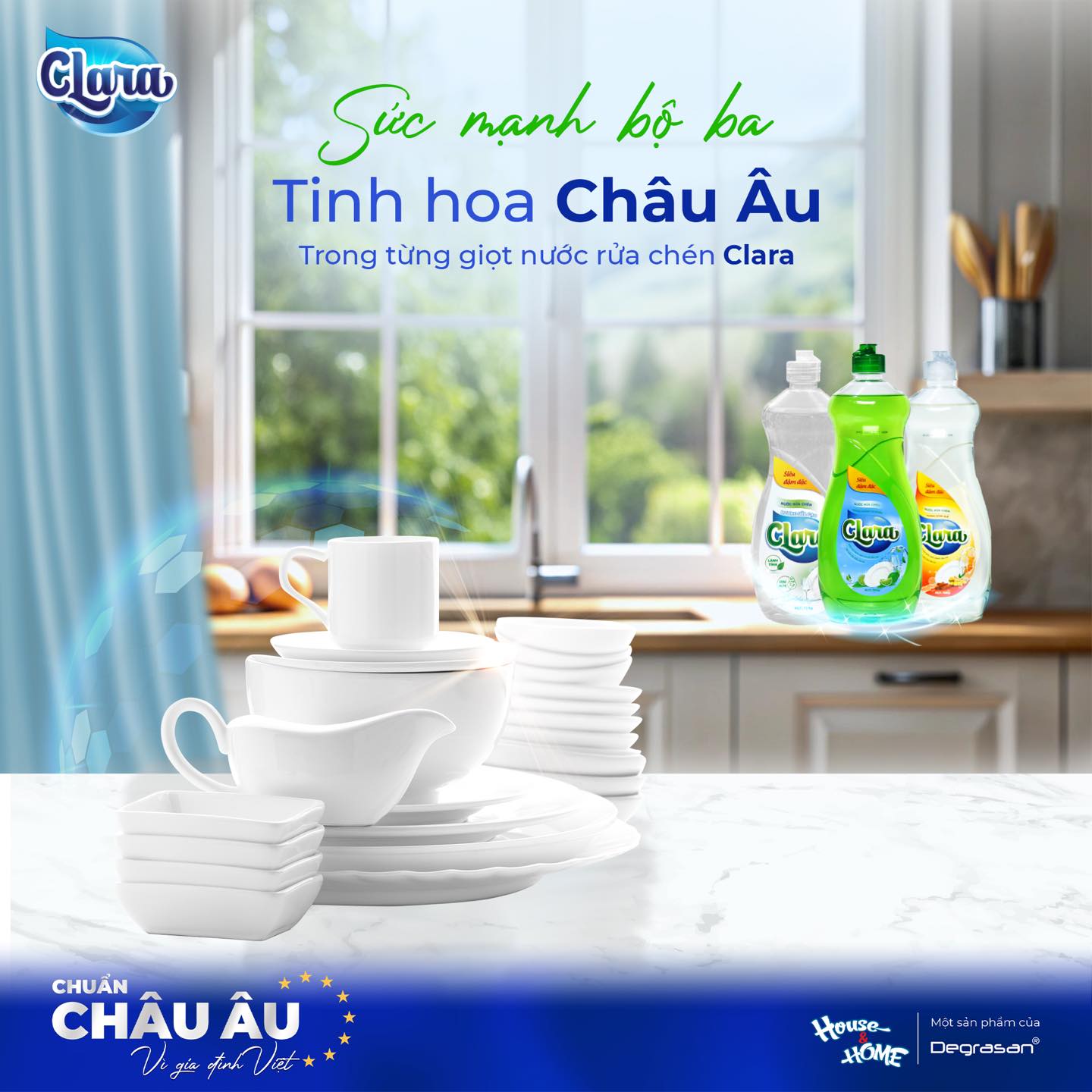 Nước rửa chén Clara - tinh hoa châu Âu