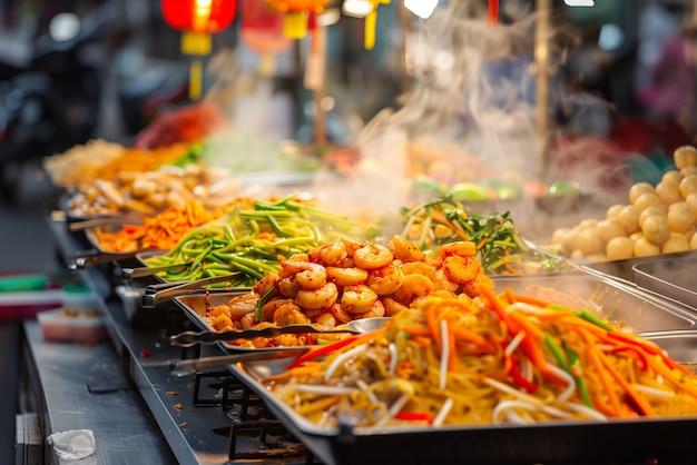 View of delicious and appetizing street food