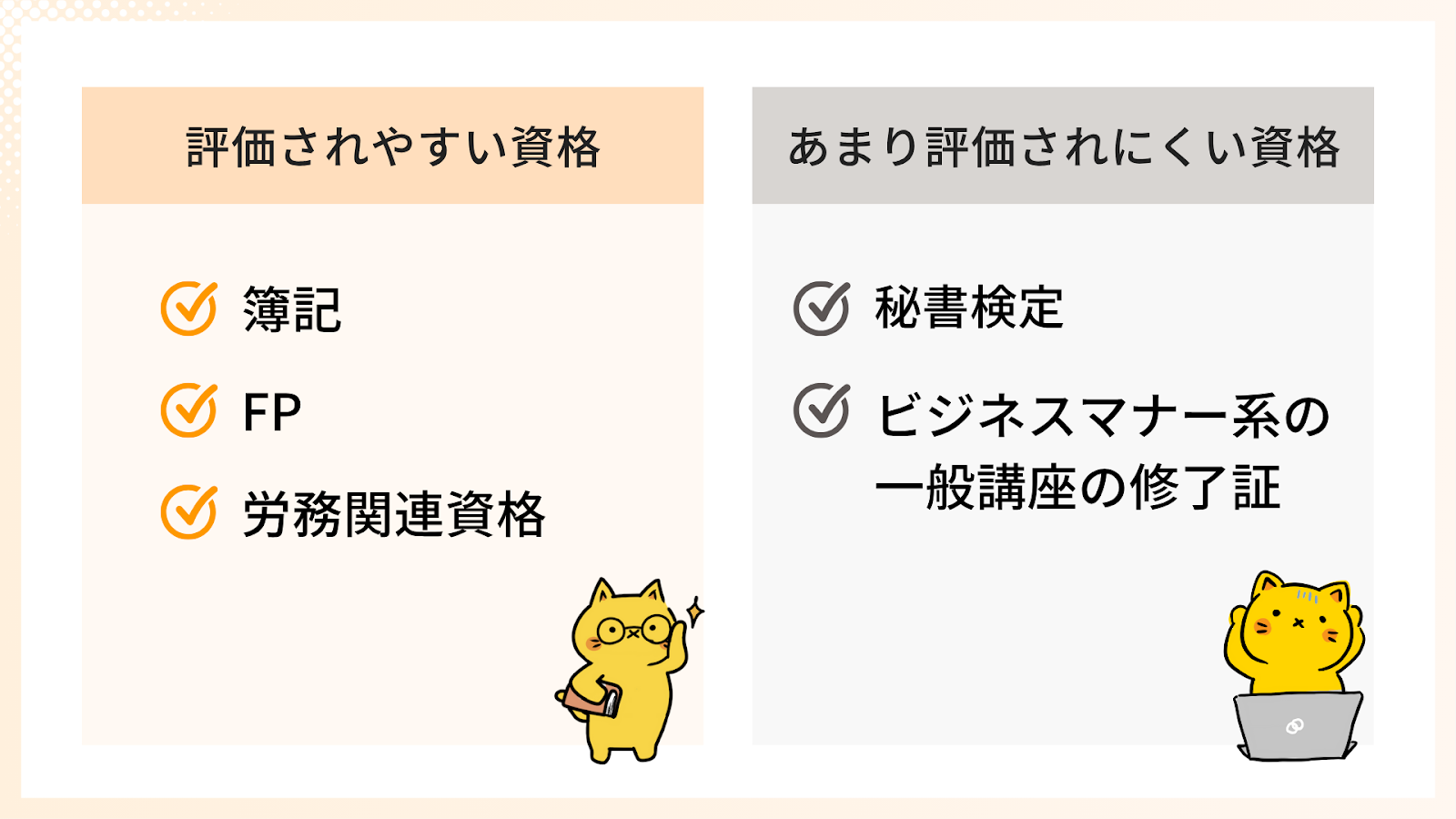 「評価されやすいもの」「評価されにくいもの」