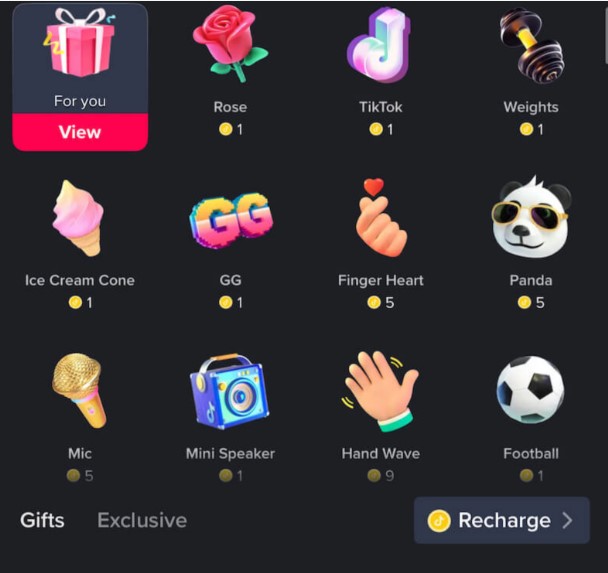 TikTok Live gifts