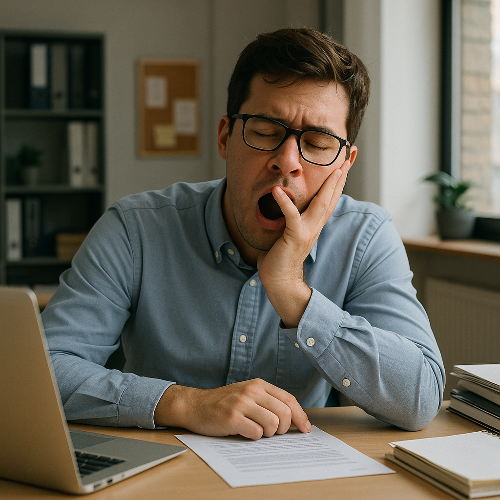 Person feeling sleepy at work