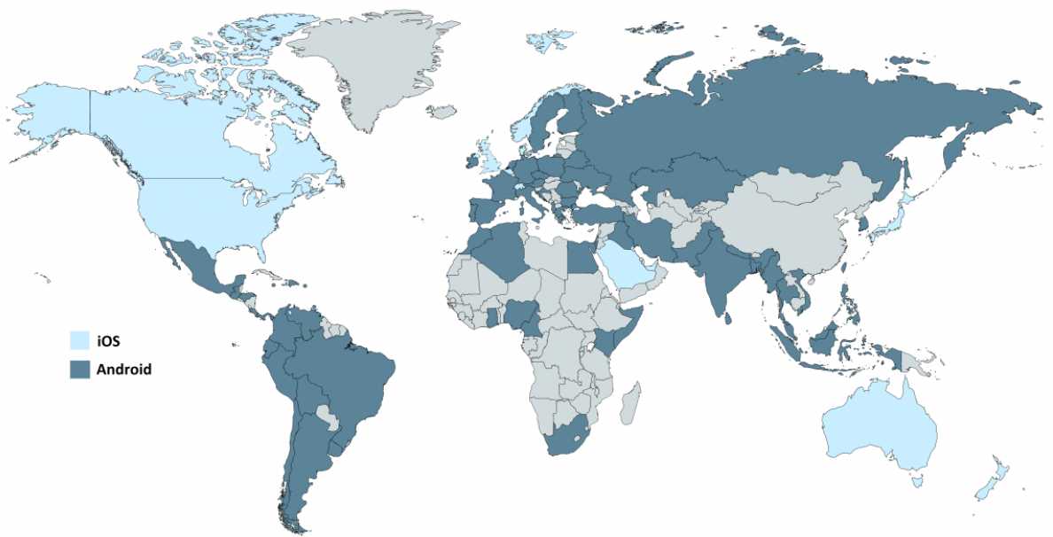 Android and iOS users World Map