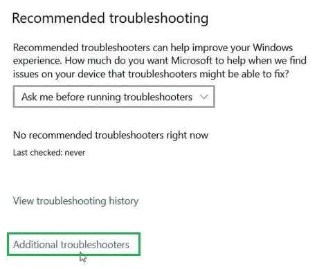 Go for the Additional Troubleshooters