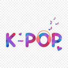 This contain an image  of the word k - pop with colorful letters and music notes