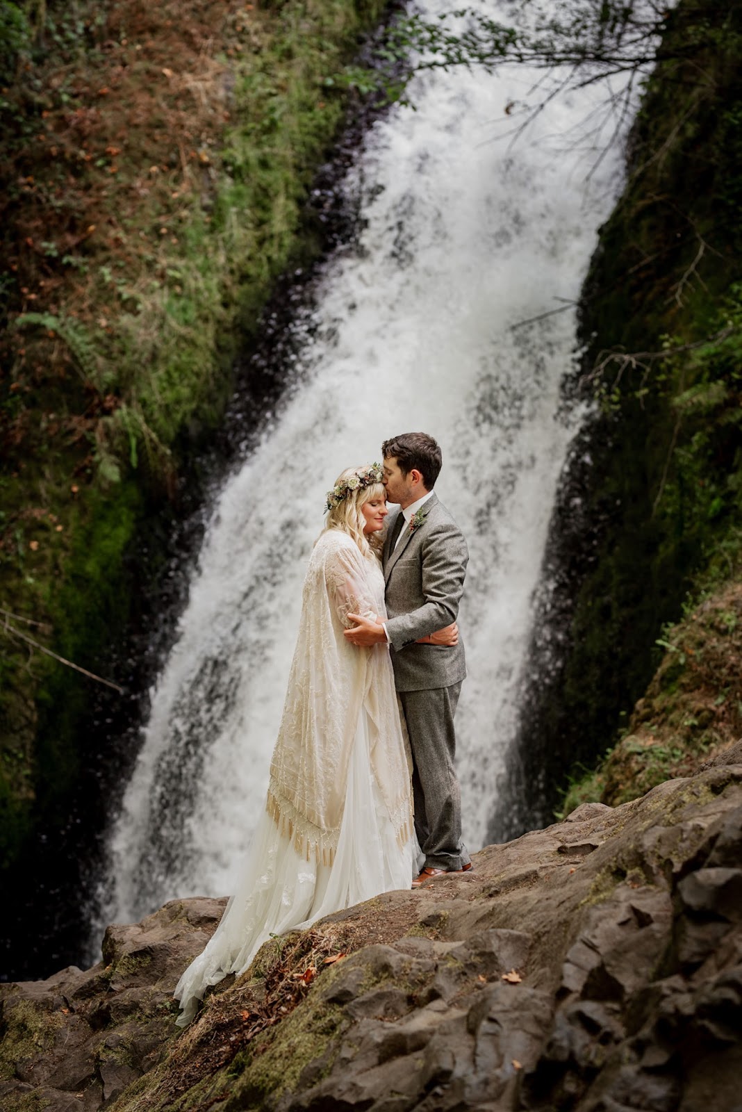 Bridal Veil Falls Elopement Couple