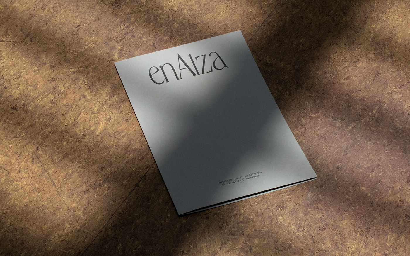 Branding: business folder for the real state company enAlza in an art direction photography