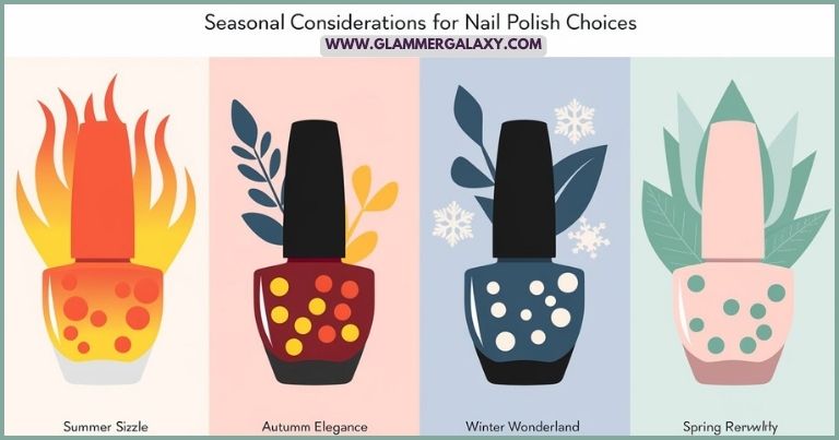 Four nail polish bottles showcasing various colors and unique designs, arranged aesthetically on a neutral background.