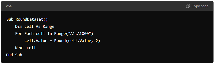 Automating Rounding in Large Datasets Using VBA