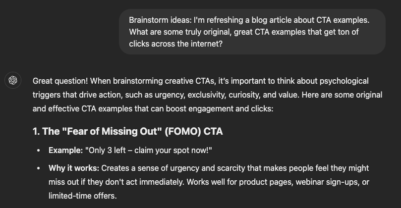 ChatGPT's FOMO CTA examples you shouldn't copy