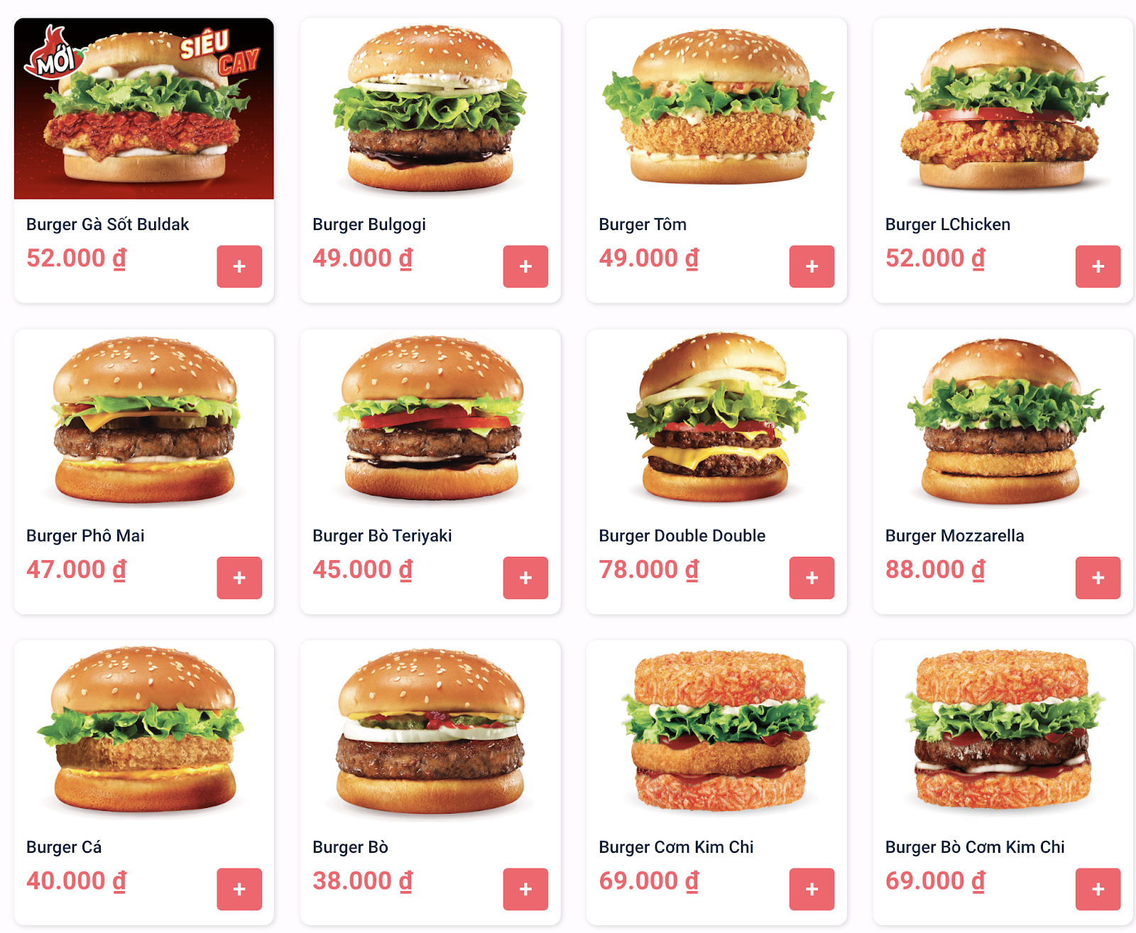 Menu Lotteria gà rán phần