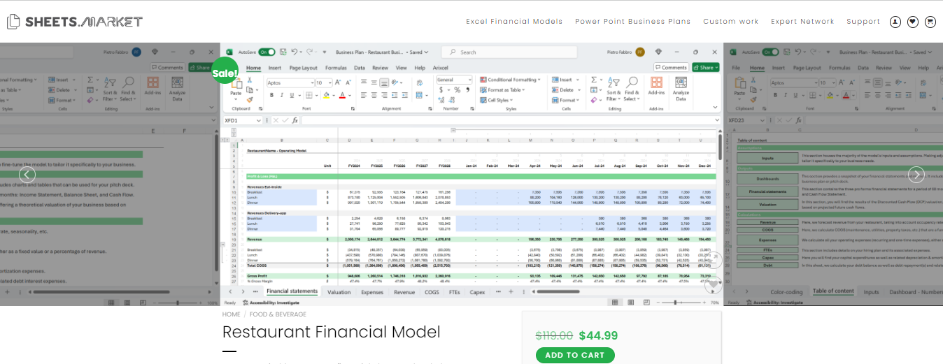 Finanzmodell für Restaurants