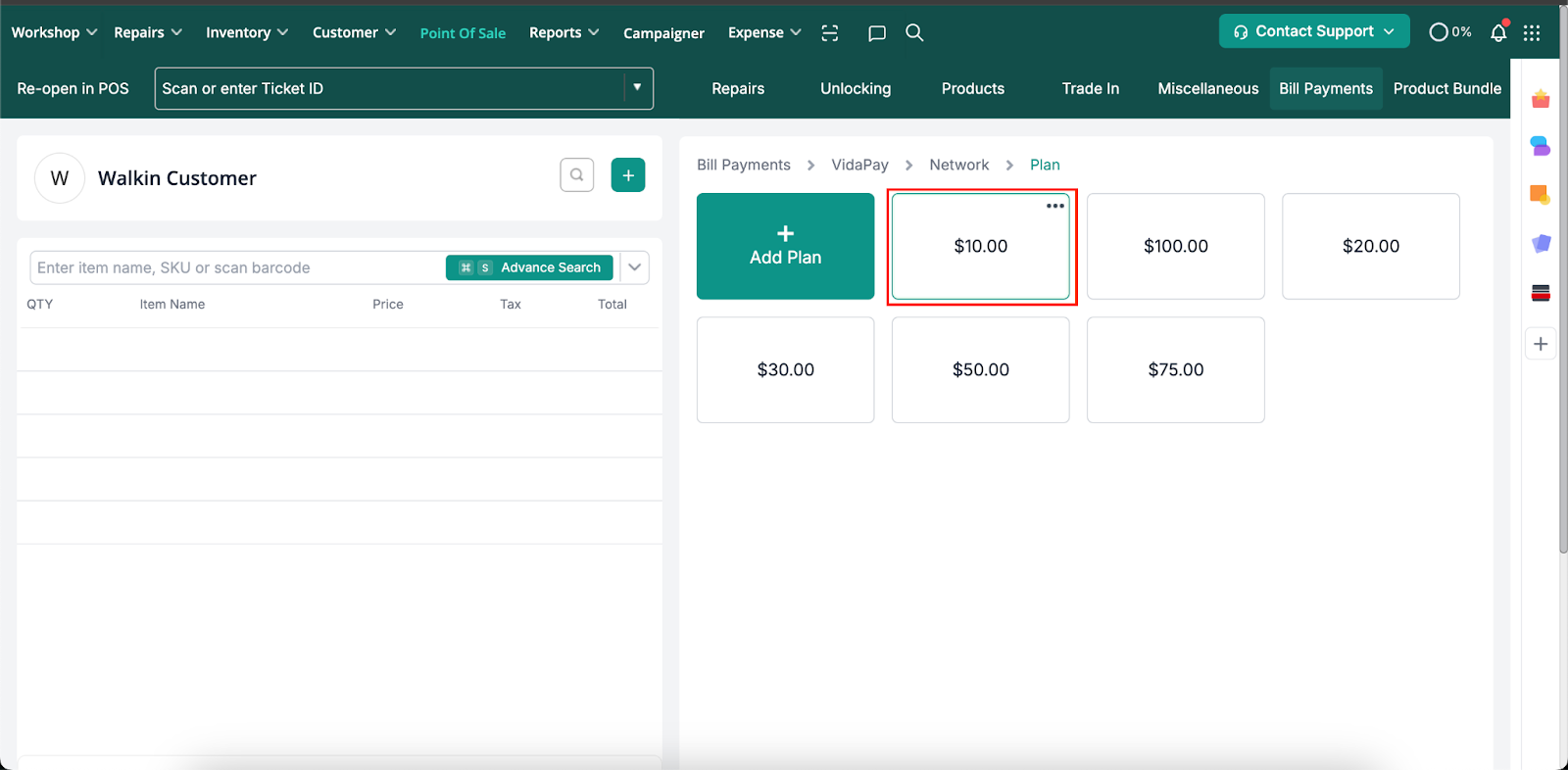Select Top-Up Amount
