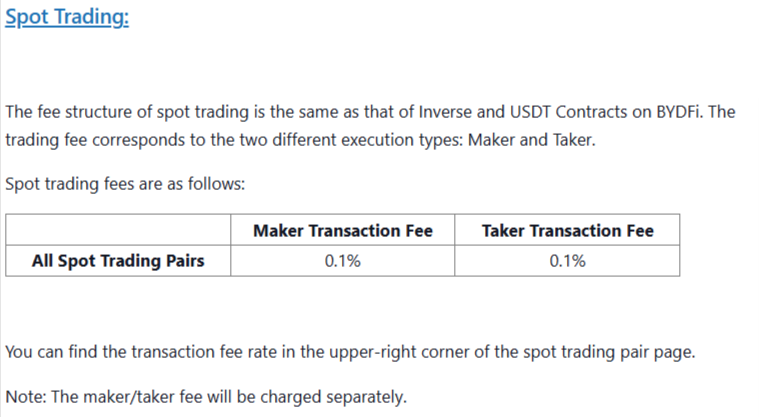 spot trading fees