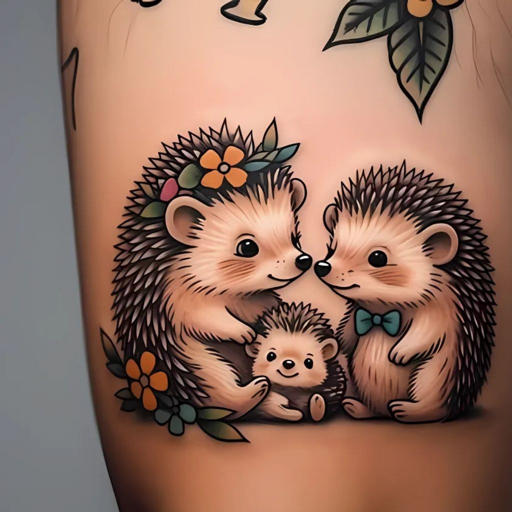 Hedgehog Family Tattoo

