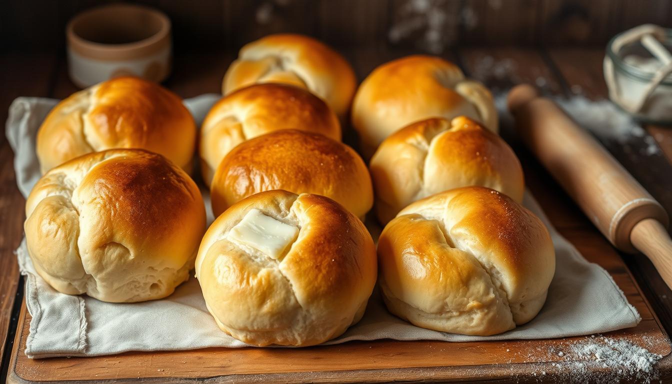 Freshly baked no-yeast dinner rolls