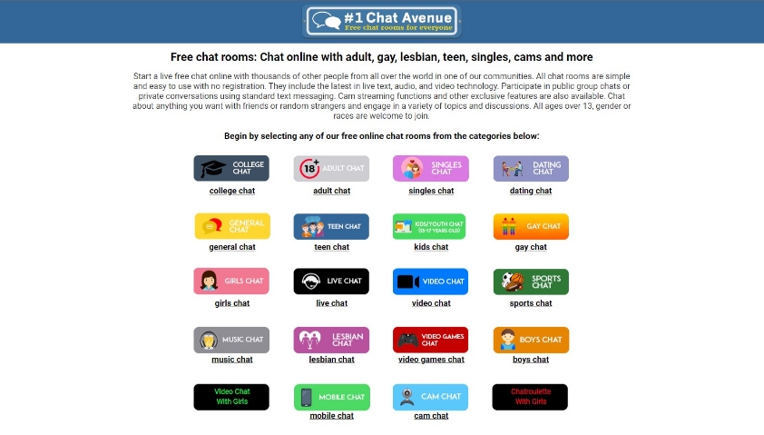 chat-avenue.com dating site homepage