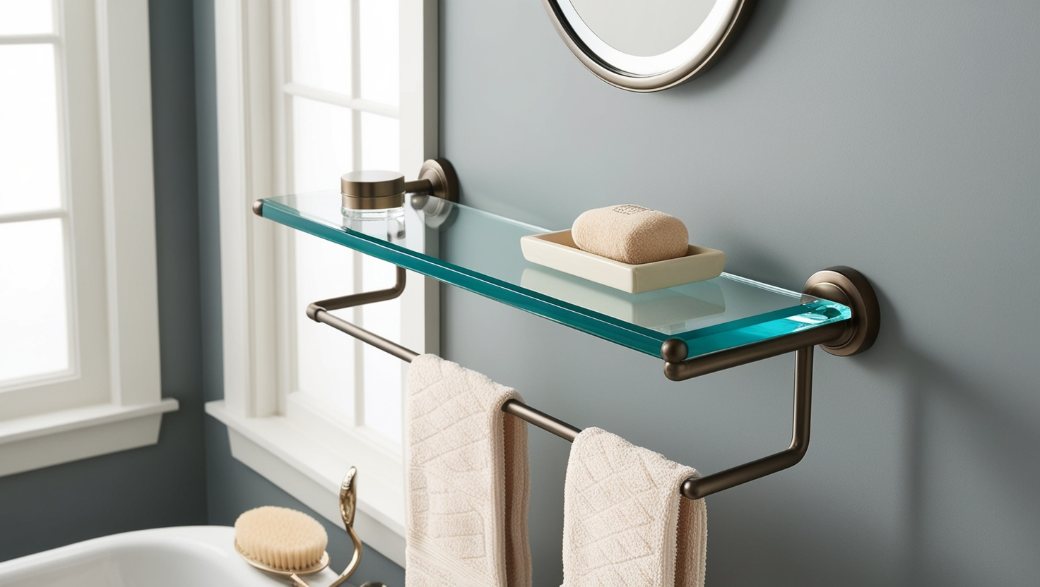 Signature Hardware Farber Collection Glass Bath Shelf 5812
