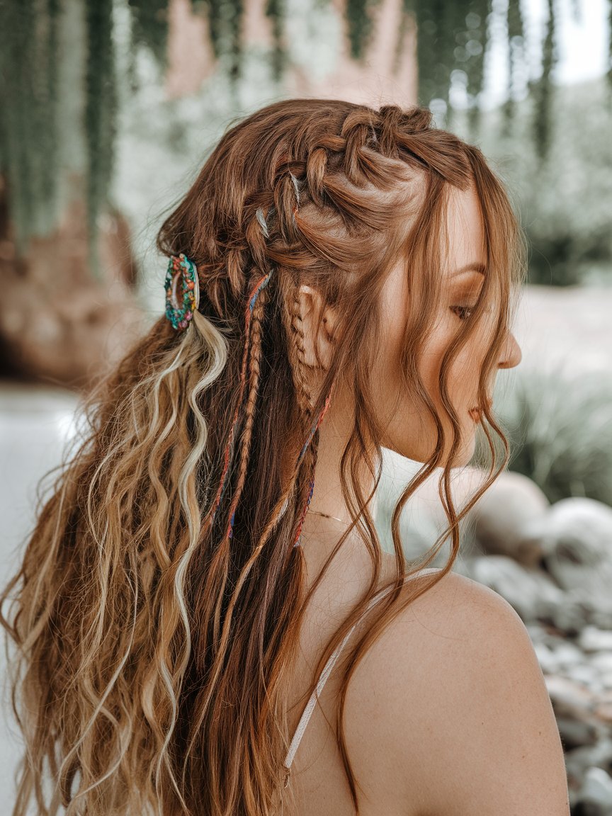 15. Bohemian Feed-In Braids with Loose Waves