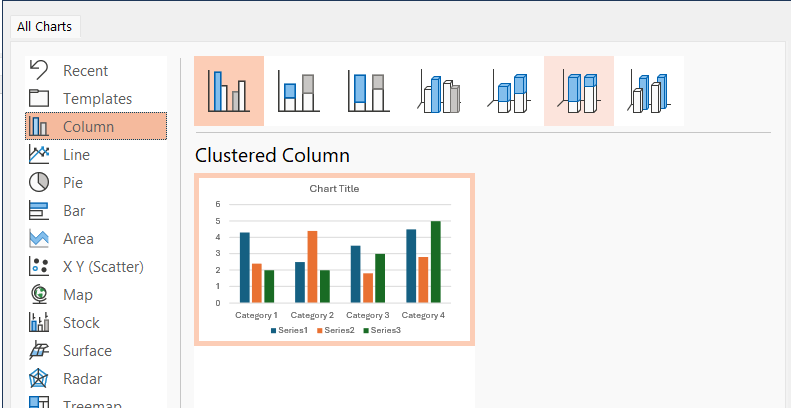 powerpoint charts - column chart