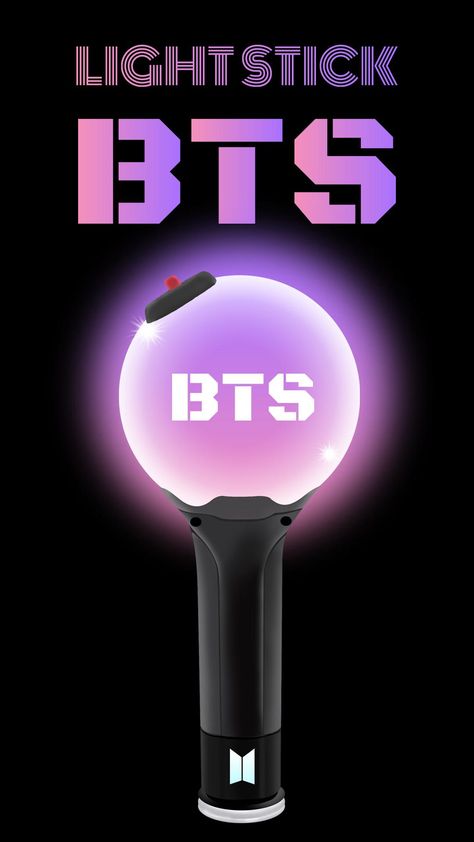 This contain an  image of electronic device with the words lightstick bt's on it and a glowing ball