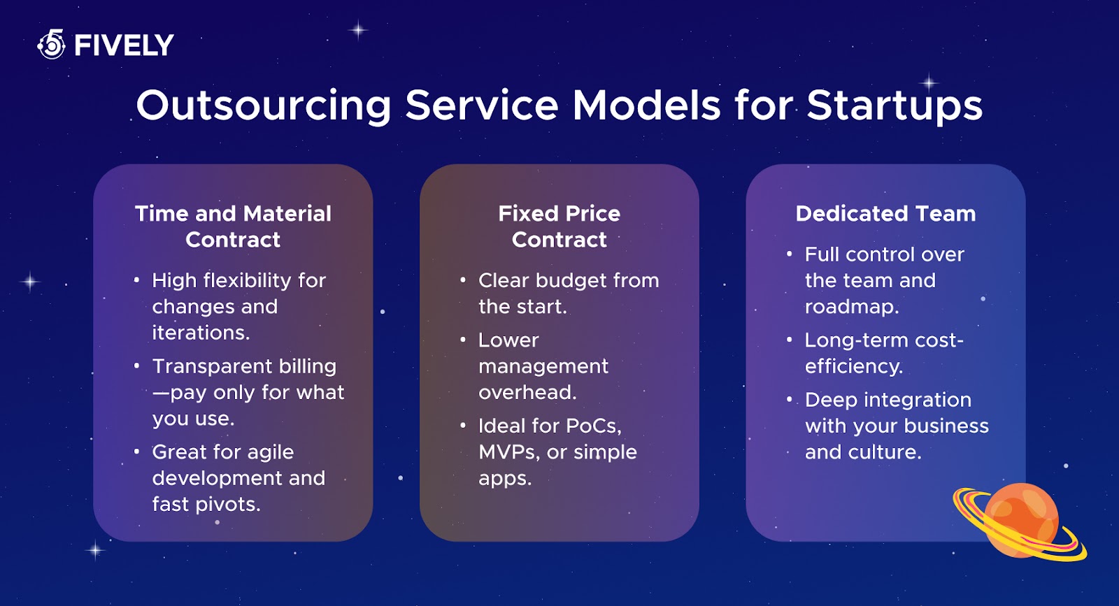 Outsourcing service models for startups