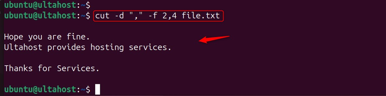 extracting multiple fields with cut command