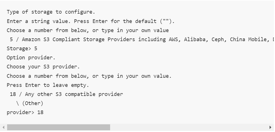 Rclone choose storage type